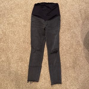 Madewell Black Distressed Maternity skinny jeans